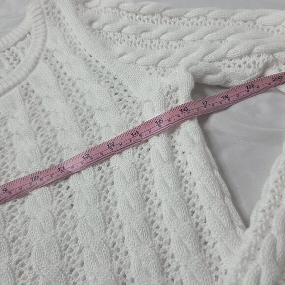 Lands End Womens Size Small White Cable Knit White Sweater Drifter - Picture 2 of 5